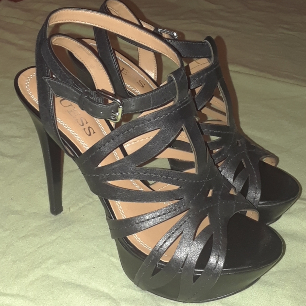 Guess Lasercut Stacked Platform Heels